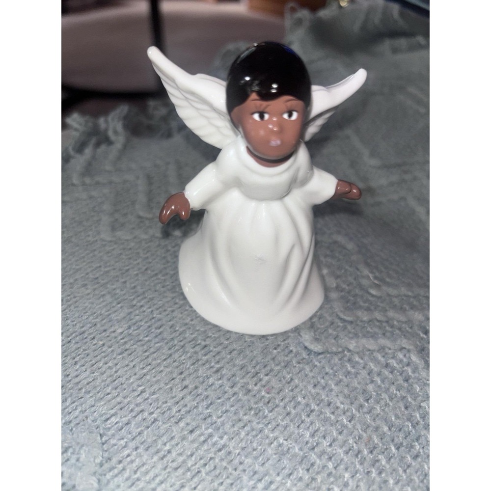 Vintage Black Little Girl Angel Bell Ceramic 1950s Sweet